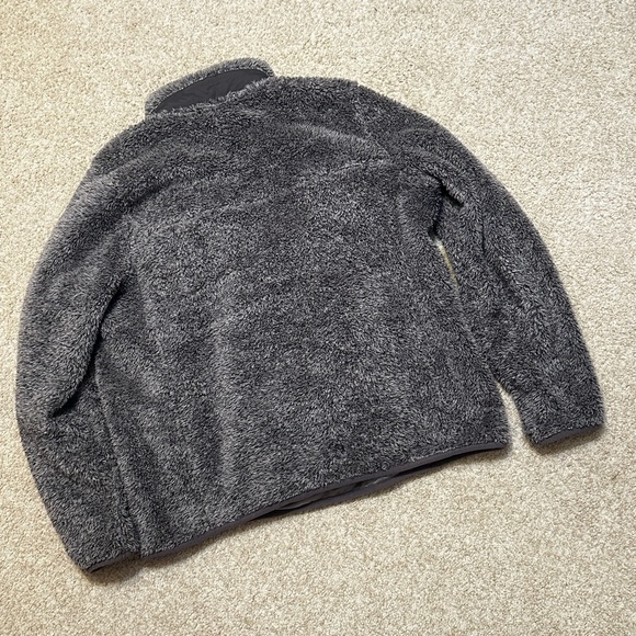 L.L.Bean Womens Size L Grey Hi-Pile Fleece Quarter Snap Button Plush Pullover - Picture 5 of 5